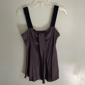 EUC Simply Vera Wang Silky Black Top With Velvet Straps
